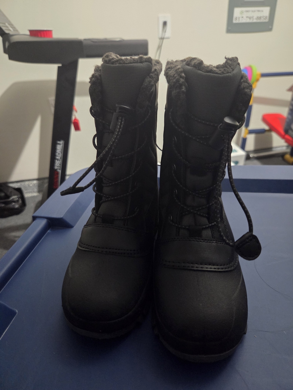 all in motion Black Faux-Fur Lined Kids Snow Boots